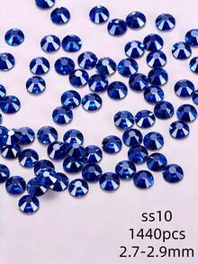 Sapphire Blue Flat Back Rhinestones, Multi-Size Round Crystal Hot-Fix Rhinestones, Shiny Adhesive Rhinestones, Suitable For Nail Art, Phone Cases, Shoes, Clothing, Handmade DIY Decoration - Sapphire Blue - View 8
