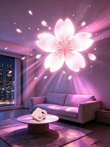 1pc Mini Plastic Projection Lamp, Cherry Blossom Projection Light, 1 Set LED Projection Lamp, Cherry Blossom LED Projection Light, Battery Operated, Suitable For Wall/Ceiling Decoration, Bedside Night Light, Birthday Gift, Party, Gathering, Room Decor, Night Light - Multicolor - View 6