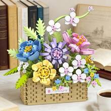 817pcs Flower Basket Building Blocks Set, Floral Set, Interlocking Toy Set, Creative Plant Floral Decor Model Toy, Home Office Desk Centerpiece Decoration, Ideal Gift For Flower Lovers, Mother's Day, Birthday, Christmas, Valentine's Day, Easter - Multicolor - View 3
