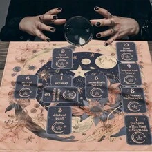 1 buah Kain Altar Tarot dengan Susunan 10 Kartu, Taplak Meja Pembacaan Tarot Astrologi Bunga Bulan, Dekorasi Ramalan Sihir, Alas Tarot - MultiWarna - View 2