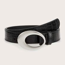 American Retro Y2K Women's 2024 New Red Crocodile Embossed Leather Belt, Minimalist High-End Accessory - Multicolor - View 6