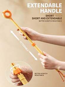 1/2pcs 3-In-1 Retractable Cat Grooming Tool (3 Colors Available): Equipped With Facial Massage/Scratching Stick And Interactive Cat Teaser; Suitable For Indoor Cats; Includes Gentle Pet Dehairing Brush; No Battery Required - Multicolor - View 4