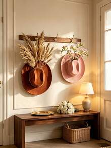 Western Cowboy Hat Wall Hanging Planter, Resin Wall Hanging Vase, Suitable For Artificial Flowers, Country Farmhouse Style Decor, Suitable For Entryway, Living Room, Bohemian Southwestern Style Room Decoration - Multicolor - View 4