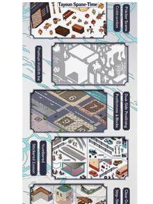 Satu Set Stiker DIY untuk Membangun Adegan, Stiker DIY Bergaya Teknologi Futuristik yang Menyenangkan, Mainan Santai untuk Menghilangkan Stres, Versi Ekstra Besar A3 8.0 Stiker Membangun Adegan Ruang-Waktu Bunga Persik - Versi Ekstra Besar 8.0 Musim Semi Bunga Persik - View 2