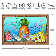 WPETLE Pineapple House Underwater Backdrop, Cartoon Photography Background, Children's Birthday Party Wall Decor - Multicolor - View 14