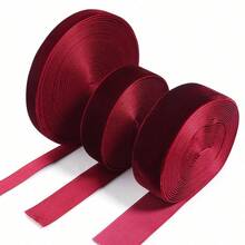 1pc Deep Red Single‑Sided Velvet Ribbon, 10‑50mm Assorted Width, Decorative Ribbon For Jewelry Display, Flower Gift Wrapping, Bow Decoration, Perfect For Valentine's Day, Christmas And New Year Party Home Decor - Multicolor - View 6