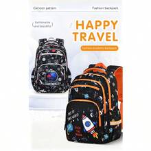 1 Set Space Rocket 3 Pieces Set Boys Starry Sky Planet Print Backpack With Lunch Bag And Pencil Case - Sets - View 7