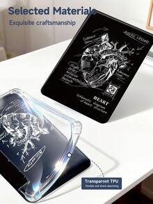 愛心圖案平板保護殼，相容 iPad Air 8(M4)2026(11/13-Inch)、Air 11-Inch M3 2025 / M2 2024、Air 5th Gen 2022、(A16) 11-Inch 11th Gen 2025、Galaxy Tab、Kindle Paperwhite 12th Gen 2024，透明背殼，時尚圖案保護殼，支援自動休眠/喚醒功能，內建氣囊保護，適合作為禮物與辦公用品 - 彩色 - 查看 9