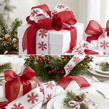 Christmas Classic Red Snowflake Ribbon 2 Rolls - 6.3cm/2.5inch Wide, Total Length 5.9m - For Holiday Gift Wrapping, Christmas Tree Wreath Bows, Indoor And Outdoor Decoration - Red + Snowflake - View 5