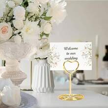 10/20/30/50pcs Gold/Seat Number Card Holders, Table Number Stands, Dining Table Card Clips, Wedding Heart-Shaped Table Signs Photo Menu Memo Clips, Valentine's Day Desktop Decoration - View 4