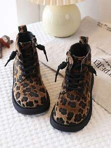 2026 Spring New Leopard Print Ankle Boots With Side Zipper, Suitable For Autumn/Winter Outdoor Sports Outfits - Brown - View 3