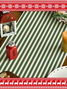 1pc,Minimalist Striped Table Runner,Protective Cover,Rectangular Tablecloth,Washable,Suitable For Home Dinner,Coffee Table,Kitchen And Dining Room Decor,Table Decor Party And Scene Decoration,Home Decor,Outdoor Patio Table Runner Decor,Entryway Decor,Fireplace Decor - Olive Green - View 5