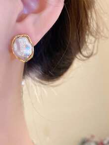 5pcs/Set Vintage Faux Pearl Silver Needle Earrings, Minimalist Luxury Earring Set - Multicolor - View 5