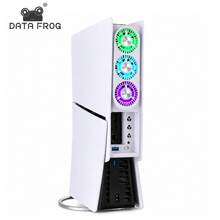 DATA FROG Cooling Fan Compatible With PS5 Slim, RGB Quiet Cooler With 3-Level Adjustable Speeds & USB 3.0 Pass-Through Port - View 1