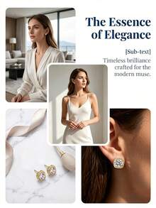 1 Pair Copper Base Cushion Cubic Zirconia Stud Earrings, Sparkling Prong Set CZ Luxury Earrings For Women Wedding Party Daily Jewelry Gift - Multicolor - View 4