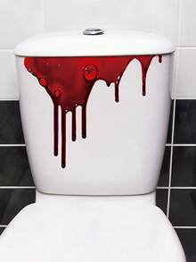 1 buah Stiker Dekoratif Dinding Rumah, Kamar Mandi, dan Dudukan Toilet Bermotif Noda Darah Horor Halloween dari Bahan PVC, Stiker Dekorasi Rumah Perekat Diri, Cocok untuk Dinding, Lemari, Stiker Toilet, dan Dekorasi Adegan Lainnya - A - View 1
