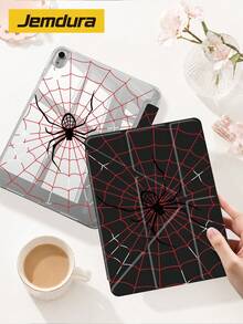 1件紅色蜘蛛網圖案壓克力平板保護殼，適用於iPad 10.2/10.5吋、10/11代(A16)、Mini 6/7 8.3吋、Air 5/6/7 10.9吋/11(M2/M3)，附筆槽收納，Y型折疊翻蓋保護殼，多角度折疊 - 彩色 - 查看 5