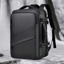 1pc Men's Business Backpack, Leather-Like Waterproof Travel Bag, Large Capacity Multi-Compartment Laptop Backpack, Expandable School Bag, Anti-Theft - Multicolor - View 14