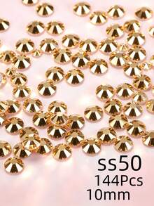 Gold Flat Back Rhinestones, Multi-Size Round Crystal Hot-Fix Rhinestones, Shiny Adhesive Rhinestones, Suitable For Nail Art, Phone Cases, Shoes, Clothing, Handmade DIY Decoration - Gold - View 8