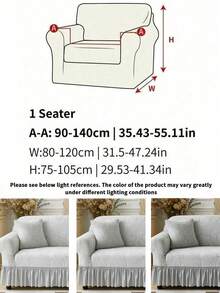 1pc Elastic Sofa Cover, Modern Style, Polyester Fiber, Leaf Pattern Skirt Design, Dustproof & Slip Resistant, All Seasons, Fits 1/2/3/4 Seater Sofa - Light Grey - View 14