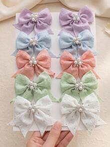 10/5 buah Jepit Rambut Pita Besar Bertekstur Jacquard dengan Hiasan Berlian Imitasi, Tahan Lama dan Lembut di Rambut, Aksesori Rambut Dasar yang Lucu dan Manis - Cocok untuk Anak Perempuan dan Anak-anak, Pemakaian Sehari-hari, Liburan, Sekolah, - MultiWarna - View 6