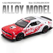 1pc 1:32 Scale Collector Grade High-Quality Electroplated High-Detail Alloy Die-Cast And Rubber Hellcat Style Muscle Car Model, Modern American Muscle Car Style, Suitable For 14 Years And Above, Car Enthusiast Collection, Birthday, Holiday Gift And Home Decor - Multicolor - View 13