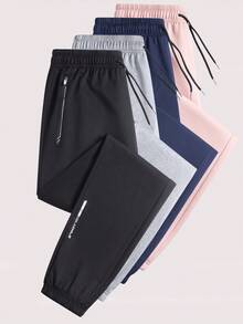 1pc Women's Autumn/Winter Soft Comfortable Breathable Running Fitness Sports Casual Printed Jogger Sweatpants - Black - View 8