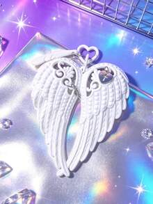 1pc Y2K Style White Wing Bag Charm, Cross Heart Wing Bag Accessory, Oversized Pendant Suitable For Preppy, Dark Gothic And Other Styles - White - View 1