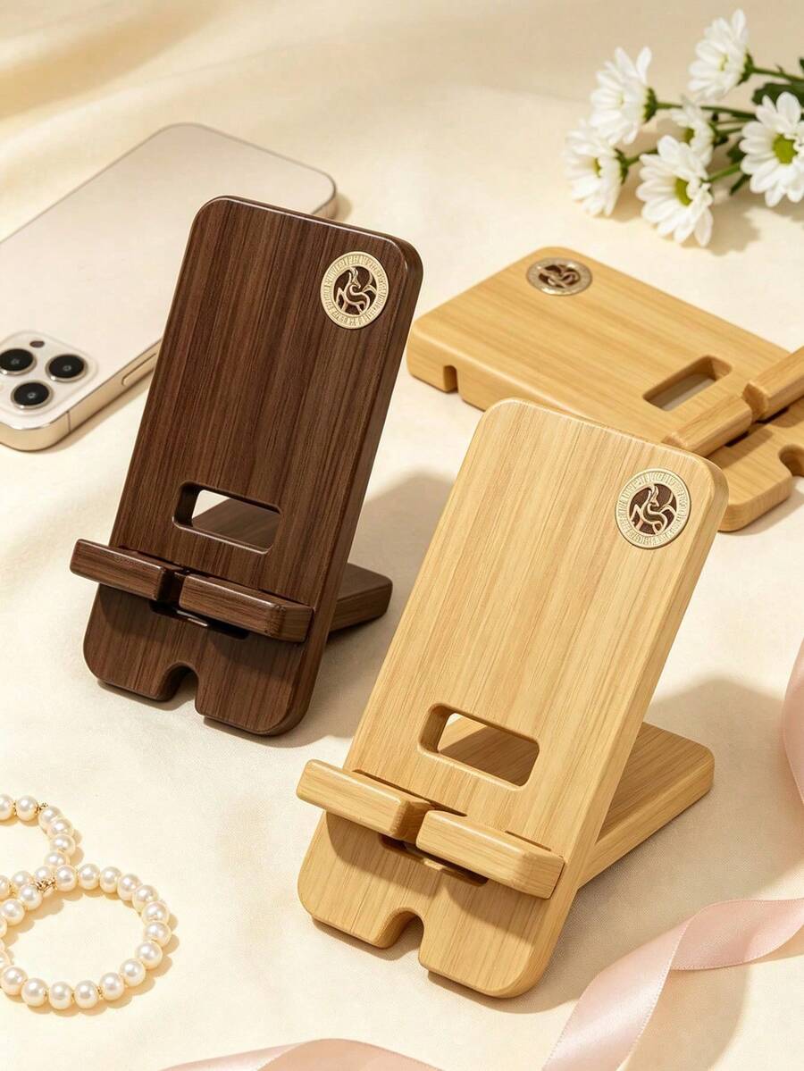 New Bamboo Phone Stand, 3D Desktop Detachable Phone Storage Rack/Stand - Multicolor - View 1