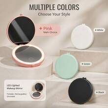 LED Portable Makeup Mirror,1X/2X Magnification LED Mini Compact Travel Makeup Mirror,Double‑Sided Foldable Travel Vanity Mirror With Type‑C Charging - Multicolor - View 4