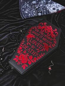1pc Fashion Gothic Coffin-Shaped Jewelry Box, Fashionable Artificial PU Leather Mini Jewelry Storage Box, Perfect For Storing Earrings, Rings, Necklaces And Bracelets, Portable Gothic Style Storage Box, Perfect For Halloween, Christmas, Back To School, Unique Gift For Fashion Enthusiasts And Collectors - Multicolor - View 9