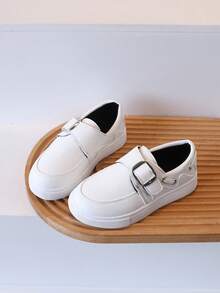 1 đôi giày sneaker loafer trẻ em phong cách retro phối màu, giày thường ngày cho bé trai và bé gái, mùa xuân thu, mẫu mới, chống trượt, xỏ chân dễ dàng - trắng - Xem 2