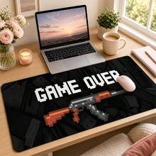 1 buah Alas Mouse Meja Anti Air dan Anti Selip Ukuran Besar, Motif Pixel Game Over Gun, Alas Keyboard Tahan Aus untuk Perlindungan Desktop Kantor dan Gaming - View 2