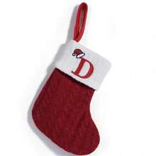 1pc Cute Letter Christmas Sock Decoration Creative Christmas Tree Hanging Ornament Woolen Knitted Socks Decor Prop - A - View 13
