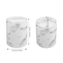 Kichvoe Cubo de Basura con Tapa Abatible Bote de Basura de Imitaci?n Veteado para Cocina Ba?o Oficina y Dormitorio Pl?stico 9.17 X 9.17 X 10.62 in 1 Pieza - Blanco - Ver 3
