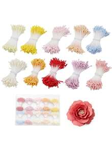 400pcs 2mm Artificial Flower Stamens, Handmade DIY Artificial Flower Materials, Home Floral Craft Decor, Handmade Fake Flower Pollen, Pearl Powder, Suitable For Christmas, Wedding Floral Arrangement, Scrapbooking And Wedding Decoration - A - View 10