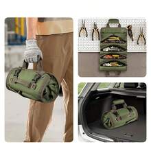 [Bolsa de Ferramentas Resistente] 1 Peça Bolsa Organizadora de Ferramentas Impermeável e Resistente com Design Portátil Enrolável, Alça de Ombro Ajustável bolsa masculina - Verde Militar - Visão 12