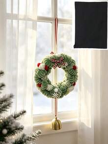 1pc Novelty Aesthetic Christmas Chenille Pipe Cleaner Tree & Wreath Hanging Ornament Set With Bell Charm, Ribbon Bow Snowflakes Xmas Tree Decor, Women Bag Key Chain Car Interior Rearview Mirror Door Knob Pendant, Winter - Multiple Colors and Styles - View 11