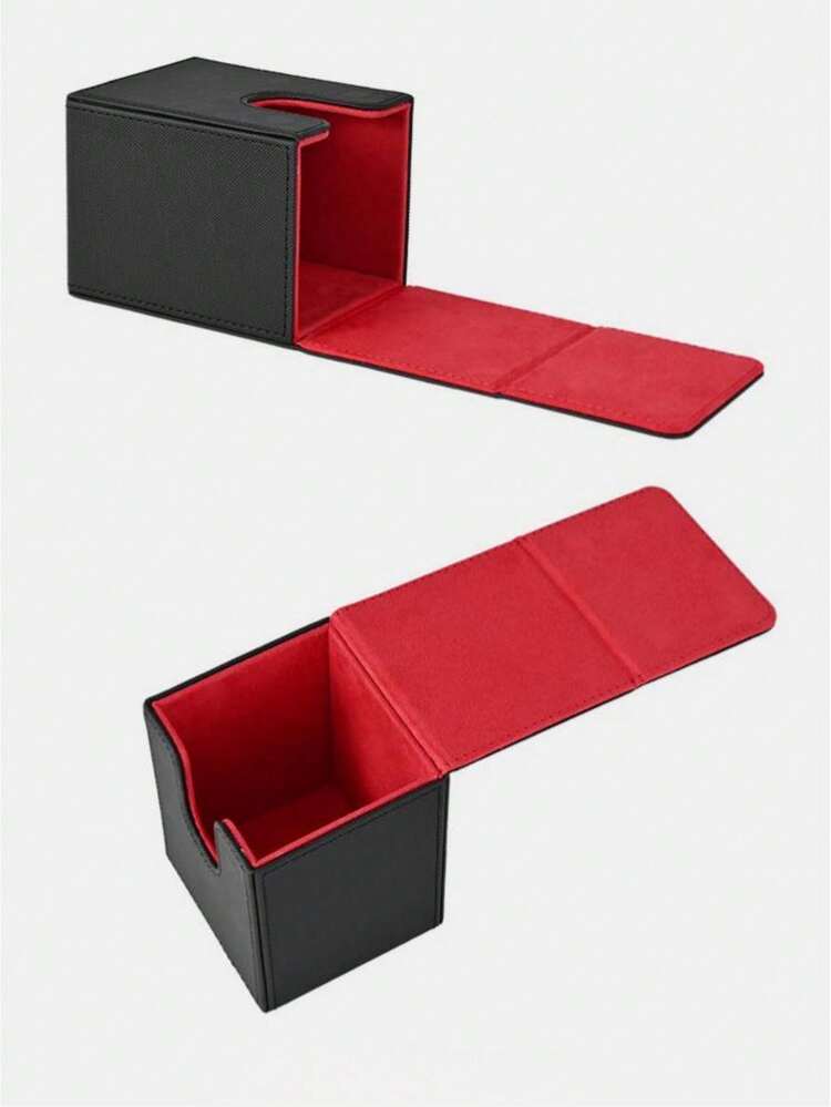 MTG Card Deck Storage Box, Large Capacity For 150+ Single Cards, PU Leather Magnetic Closure Storage Box, Suitable For TCG CCG Magic Game Cards - Red - View 6
