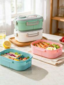 1 hộp bento cầm tay chống rò rỉ, hộp đựng thực phẩm chia ngăn dùng được trong lò vi sóng, hộp đựng cơm trưa tái sử dụng cho văn phòng, trường học hoặc dã ngoại 1/2 cái - Nhiều màu - Xem 10