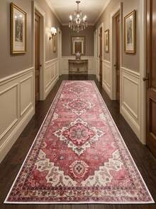 1PC Vintage Oriental Badge Bohemian Style Long Runner Rug, Soft And Durable Fabric With Non-Slip Backing, Easy To Clean Floor Mat, Suitable For Bedroom, Hallway, Entrance, Kitchen, Living Room, Perfect For Daily Home Decor, Housewarming Gift And Holiday Home Decoration - Multicolor - View 4
