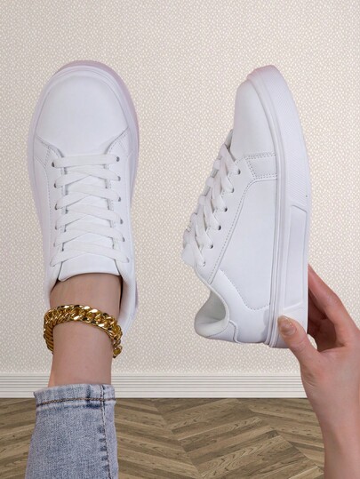 Couples Breathable Sports Casual Flat White Sneakers