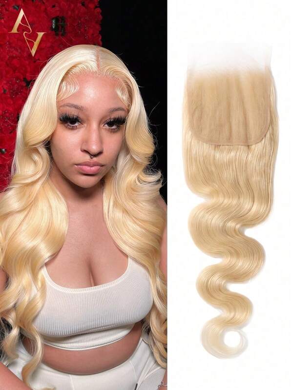 ARABELLA 4x4 Lace Front 100% Human Hair Closure 613 Blonde Transparent Lace Frontal Body Wave Pre Plucked Hair Closure 8-20 Inch Human Hair Extension For Women