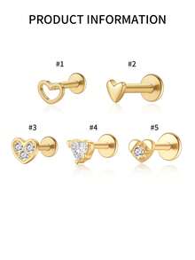 1pc S925 Sterling Silver Threaded Belly Piercing Stud, Inlaid With Heart-Shaped Diamond, Suitable For Daily Wear, Ideal Gift - Single Earring Accessories - View 2