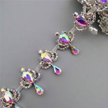 30cm 라인스톤 크리스탈 체인 3.7cm 폭 - 30cm - 보기 1