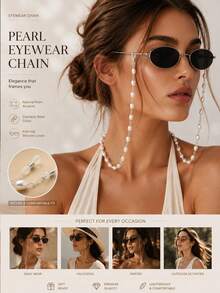 STONEFANS 1pc Faux Pearl Glasses Chain Anti-Drop Lanyard Cross-Border Luxury Accessory Mask Chain Women's Glasses Accessory - Pearl - View 5