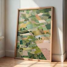 1pc Abstract Farmland Landscape Canvas Wall Art, Colorful Patchwork Field Scenery Painting Print, Boho Countryside Wall Decor For Living Room Bedroom Office - A - View 4
