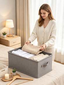2pcs 5-Compartment Handbag Storage Organizer Boxes, Lidless Fabric Closet Storage Baskets With Side Handles, Foldable Multi-Layer Bag Divider Organizer - Multicolor - View 4