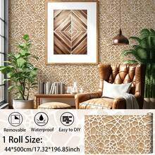 1 Roll 2D Spider Web Grid Self-Adhesive Wallpaper, Wood Grain Textured Geometric Removable Contact Paper, Peel And Stick Waterproof Decorative Wall Sticker, Modern Art Home Decor, For Bedroom, Living Room, Kitchen, Bathroom, Home Office, Room Decor - 1PC - View 13