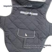 Dog Winter Coat With Plush Insulation Dog Jacket With D-Ring Reflective Tape Pocket Design Adjustable Hook And Loop Pet Vest Suitable For Medium And Large Dogs - Dark Grey - View 5